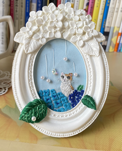 猫と朝顔刺繍